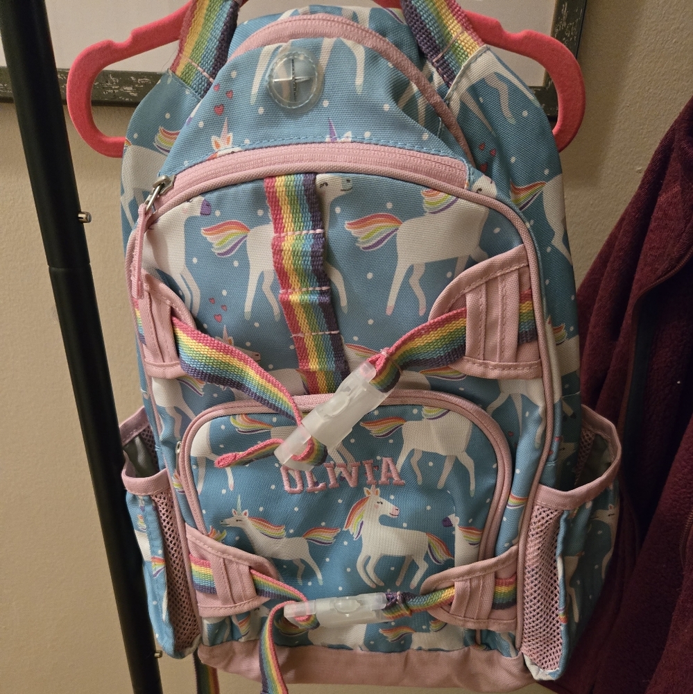 Pottery Barn Kids - Unicorn Kids Backpack - Blue and Pink - Olivia